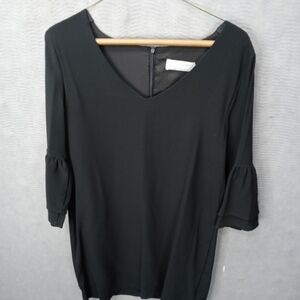 Belongsci women's black belted lined 3/4 ruffle be